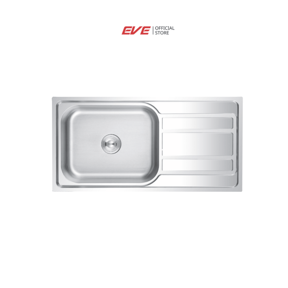 ซิงค์ล้างจานสแตนเลส 1 หลุม มีที่พัก EVE EGO 1000/500 ขนาด 100 เซนติเมตร